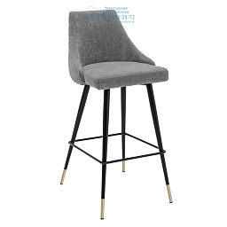 барный стул с серой обивкой и металлическими деталями