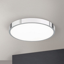 накладной потолочный LED-светильник с круглым корпусом и хромированным ободом