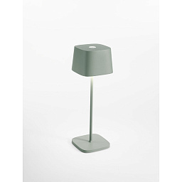 LD1870G3 Zafferano Настольная лампа на батарейках OFELIA TAVOLO PRO квадратная, выключатель CCT, с сенсорным диммером IP65, шалфейно-зелёный, лакированная, с регулировкой яркости